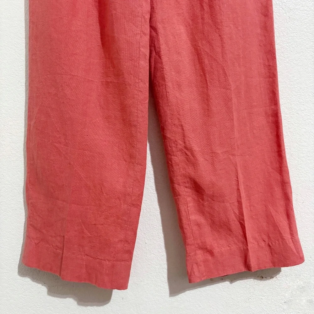 Banana Republic Lina High Rise Straight Leg Linen Trouser Pant in‎ Coral